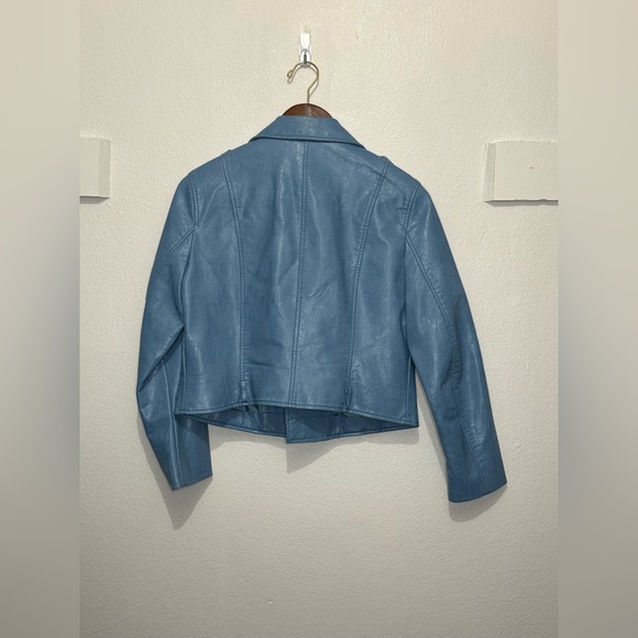 Zara Basics Size Small Blue Faux Leather Jacket - Picture 5 of 5